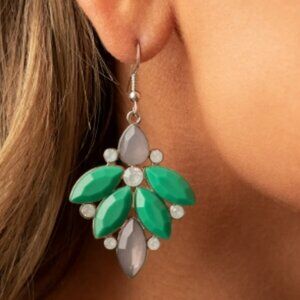 FANTASY FLAIR New Paparazzi Earrings Pierced Silver Tone Green NIP